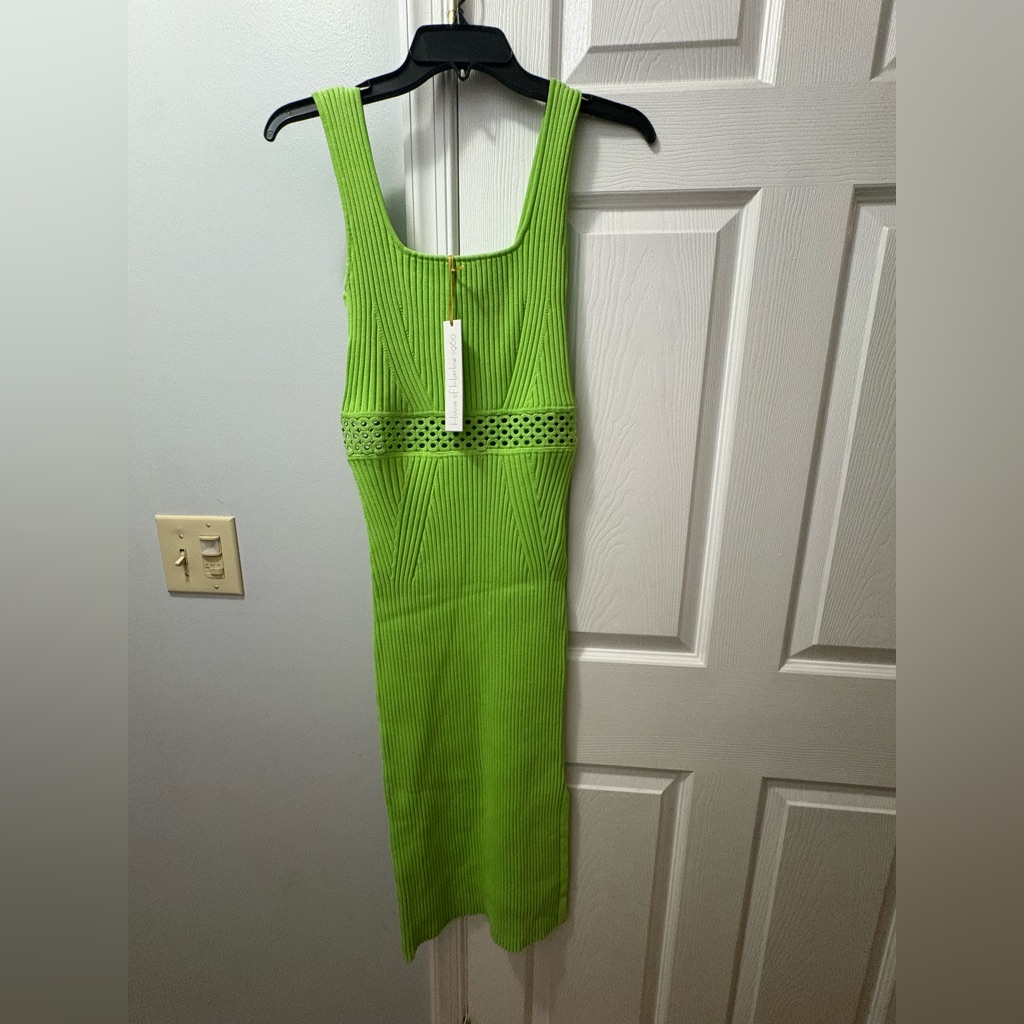 House Of Harlow1960 Lime Ribbed Crochet Midi Dress Jonathan Simkhai Style